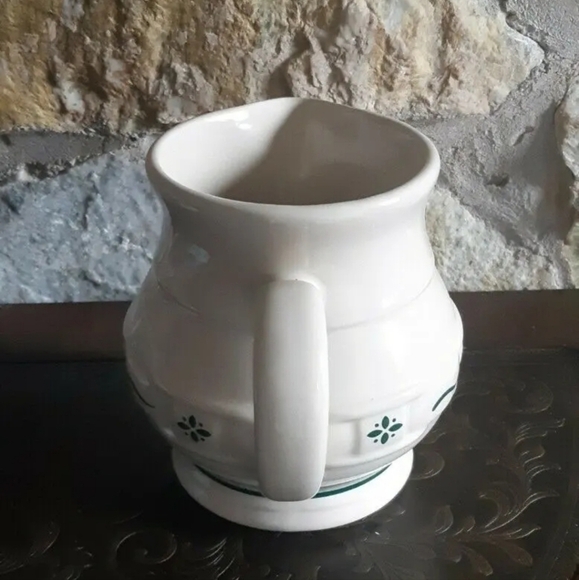 Longaberger POTTERY Woven Traditions  heritage green JUG PITCHER green trim 6" - Picture 4 of 7